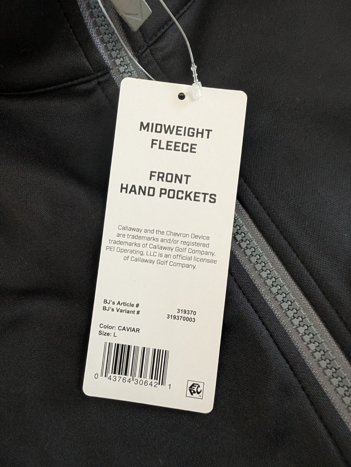 Callaway Midweight Full Zip Vest Black Men’s Golf Business Dad NWT L Large