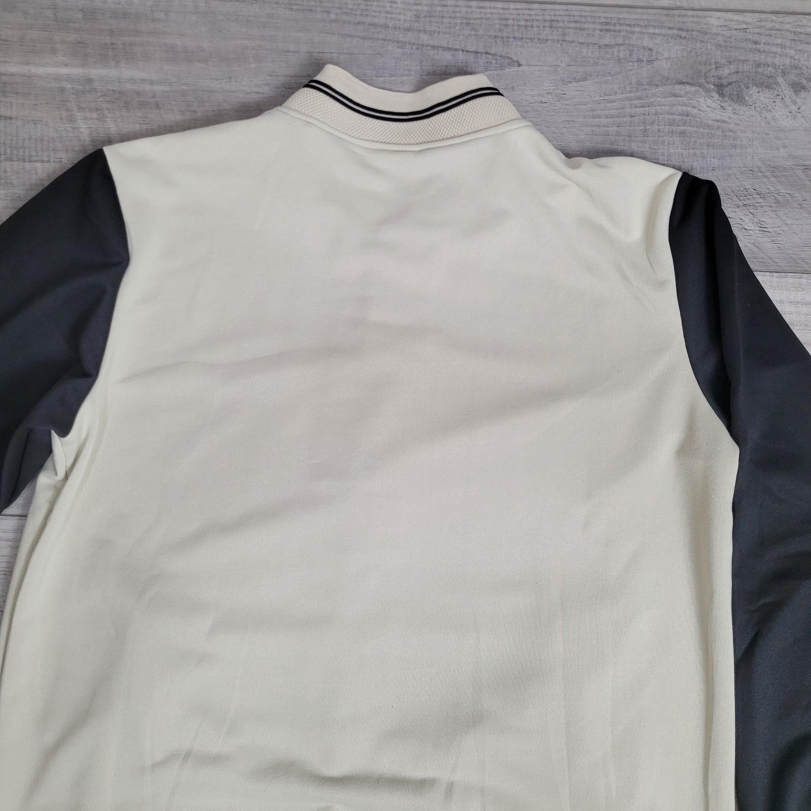 🧢INSPI Korean Bomber Varsity Jacket Unisex Large Ivory/Black Streetwear NWT