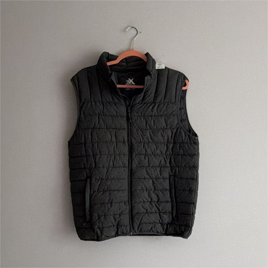 ZeroXposur Men’s M Black Quilted Vest Full Zip Lightweight Logo Stand-Up Collar