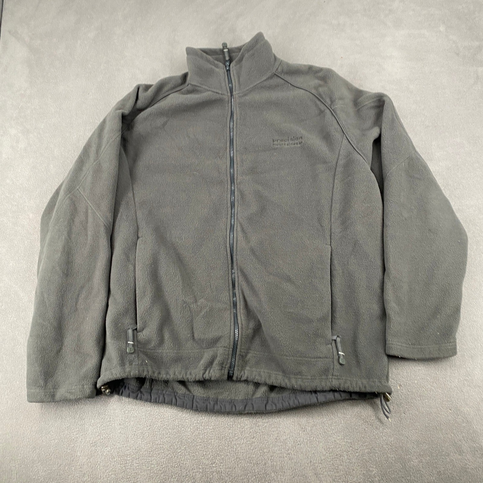 Precision Mountainwear Mens XL Gray Full Zip Fleece Jacket Outdoor Hiking Layer