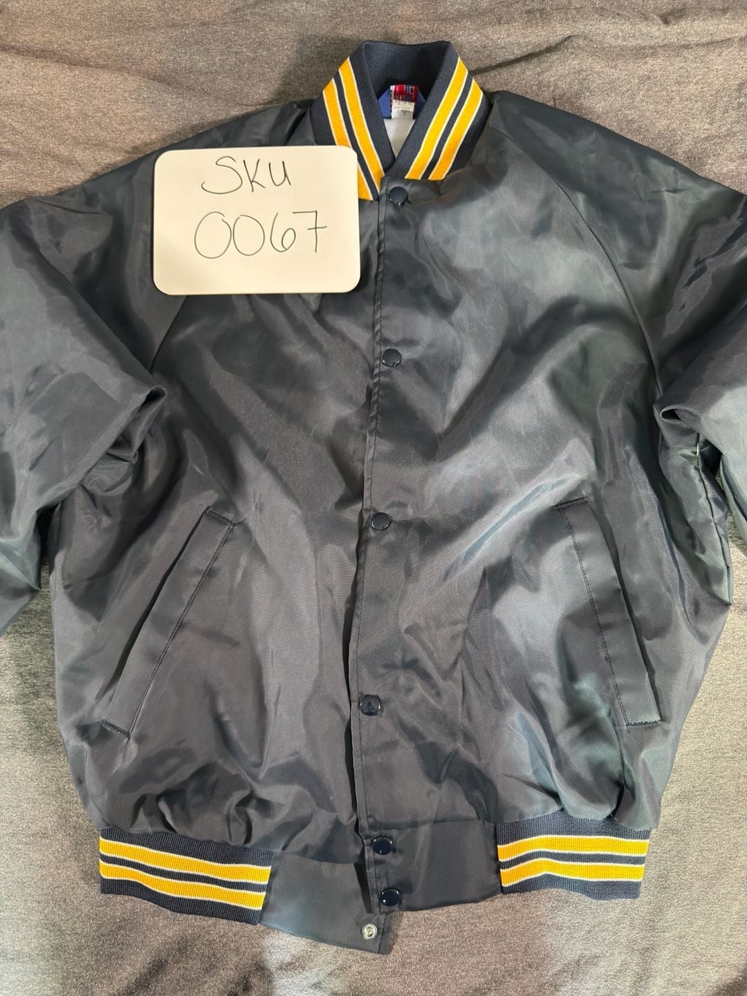 ASW Jackets Vintage Nylon Satin Bomber Varsity Jacket Black Medium Made in USA