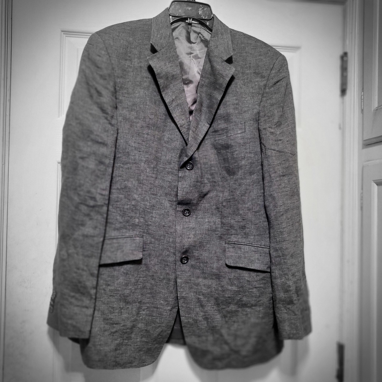 Banana Republic Blazer Mens 42R Brown Linen Two Button Sport Coat Jacket Lined
