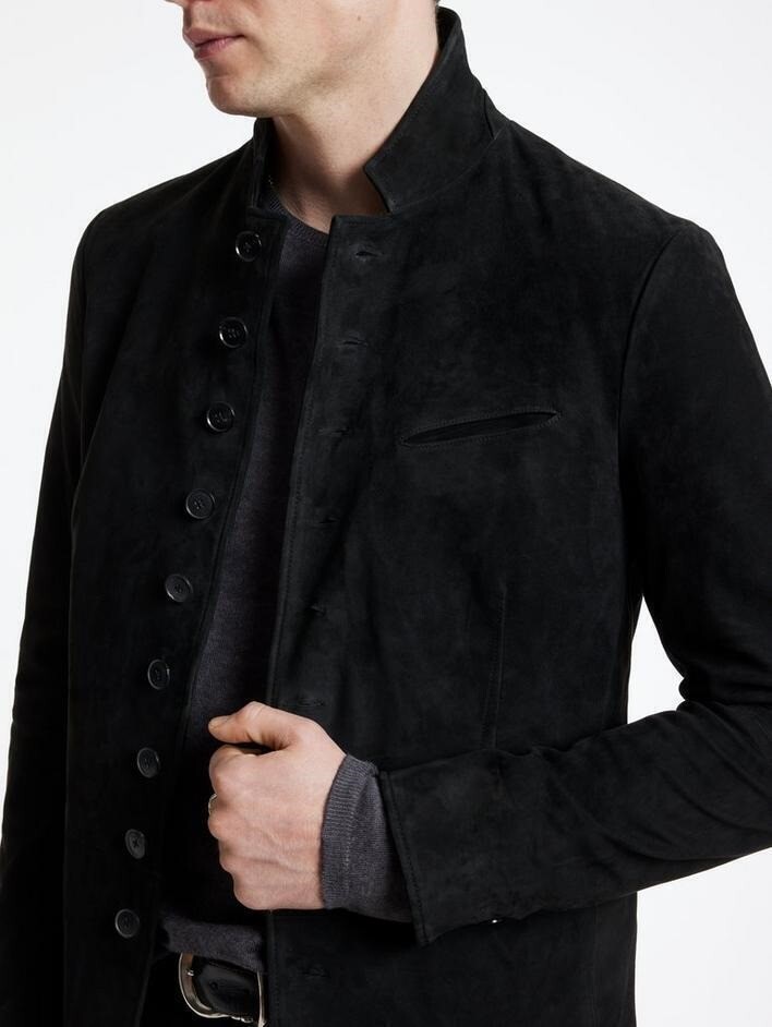 CELEBRITY New Men’s Black Suede Jacket 100% Soft Sheepskin Style Slim Fit Jacket
