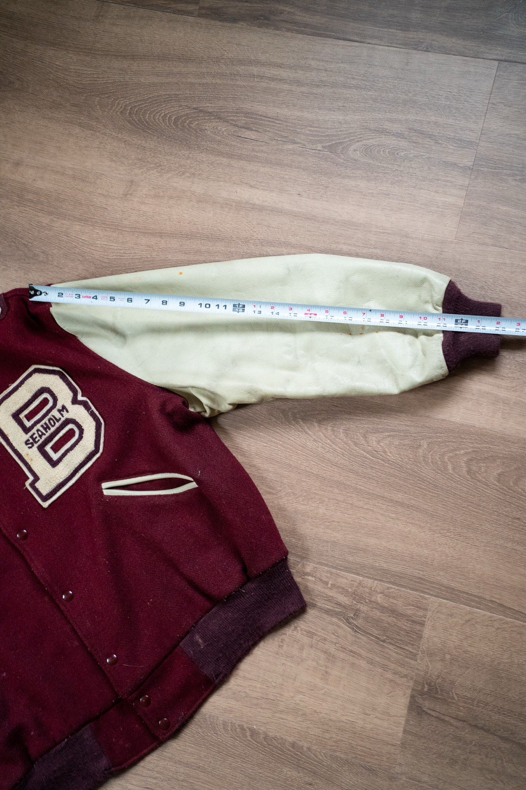 1989 Butwin Varsity Jacket, Maroon Wool Leather Bomber, Seaholm Football