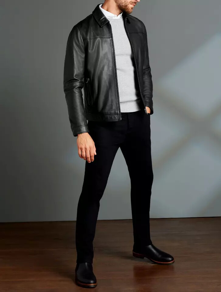 100% Genuine Real Lambskin Leather Black Biker Jacket Elegant NEW Men’s Jacket