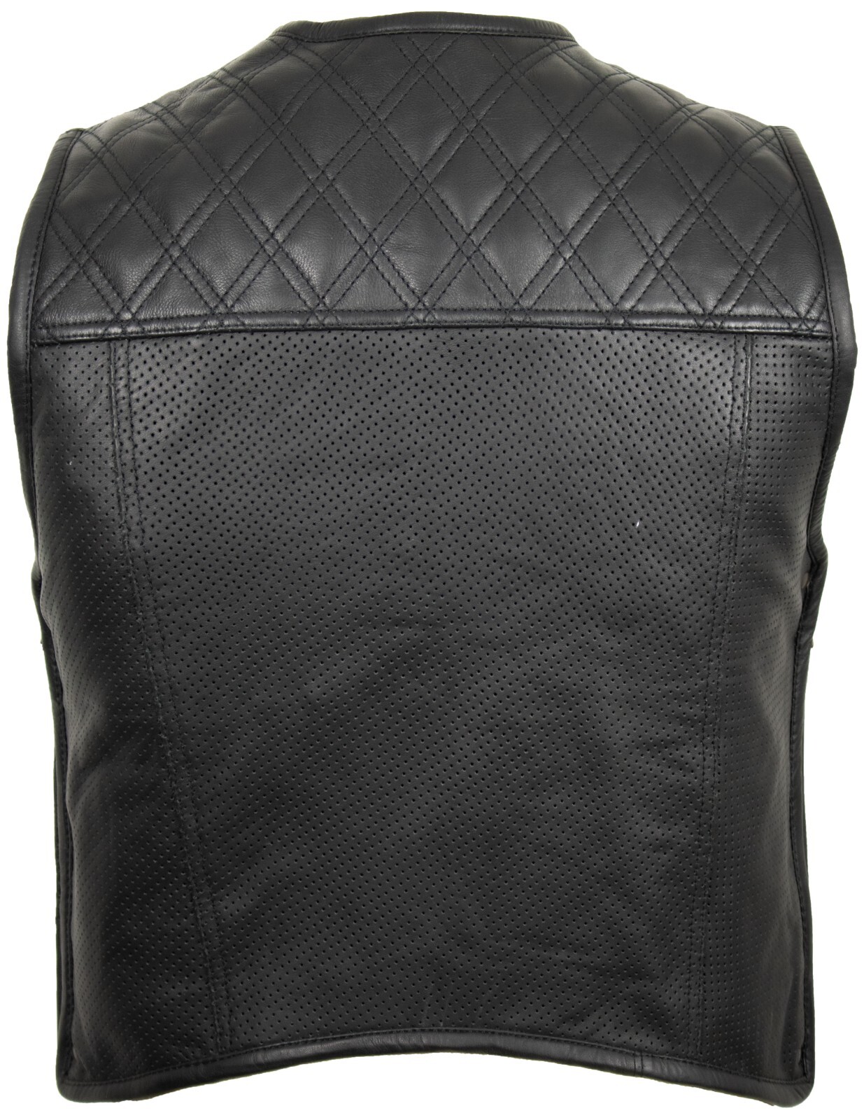 Lederweste biker kutte perforiertes Leder schwarz Stepp Muster Lederkutte Biker