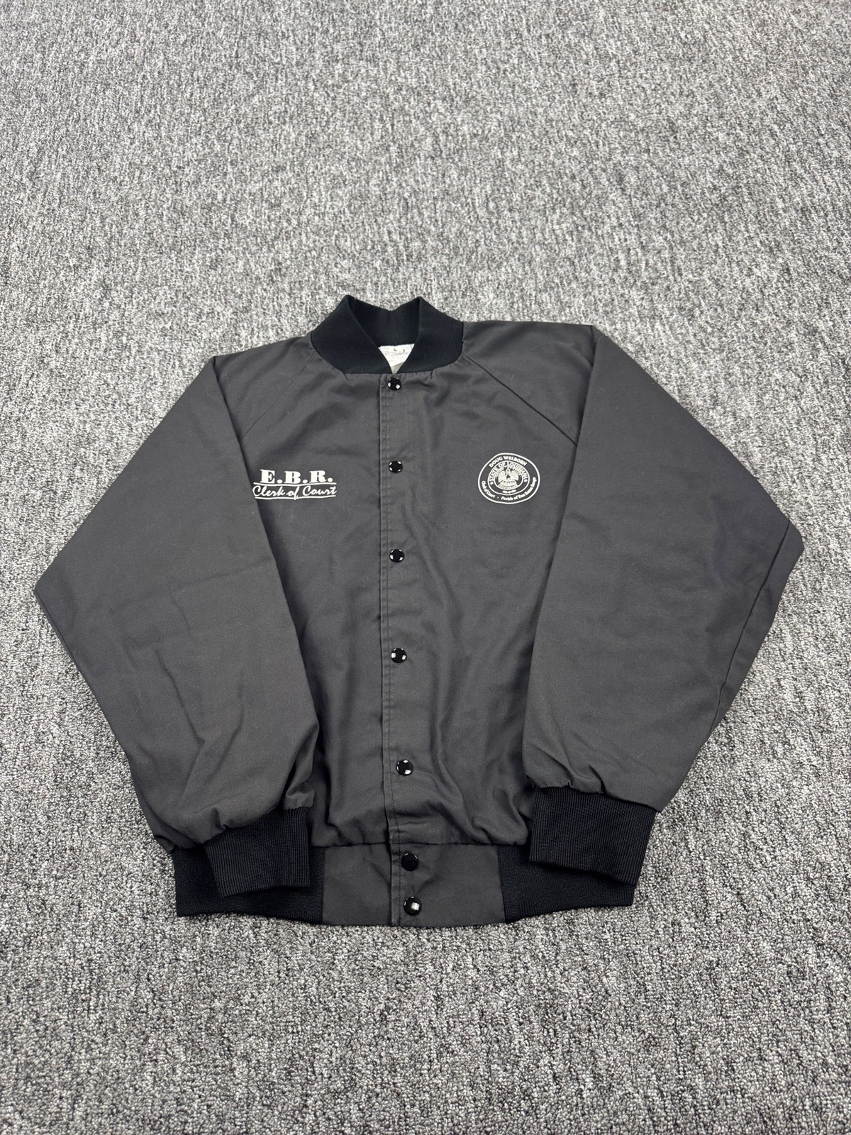 Vtg Auburn Sportswear Jacket Men Large Gray Satin Lined Windbreaker Bomber USA