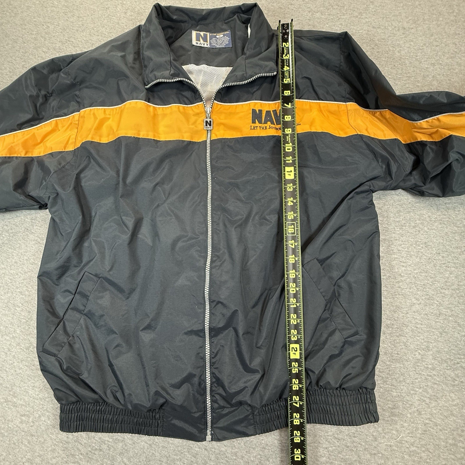 Vintage US NAVY Windbreaker Men’s XL Black Gold Nylon United States Navy Zip Up