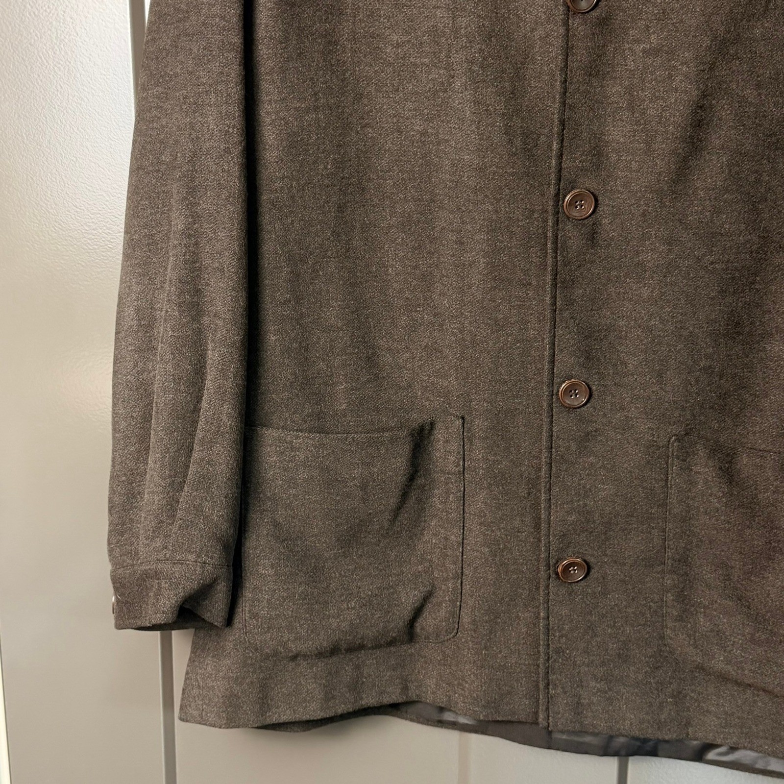 Pronto Uomo Mens Brown Viscose Blend Button Front Chore Jacket Coat Size Medium
