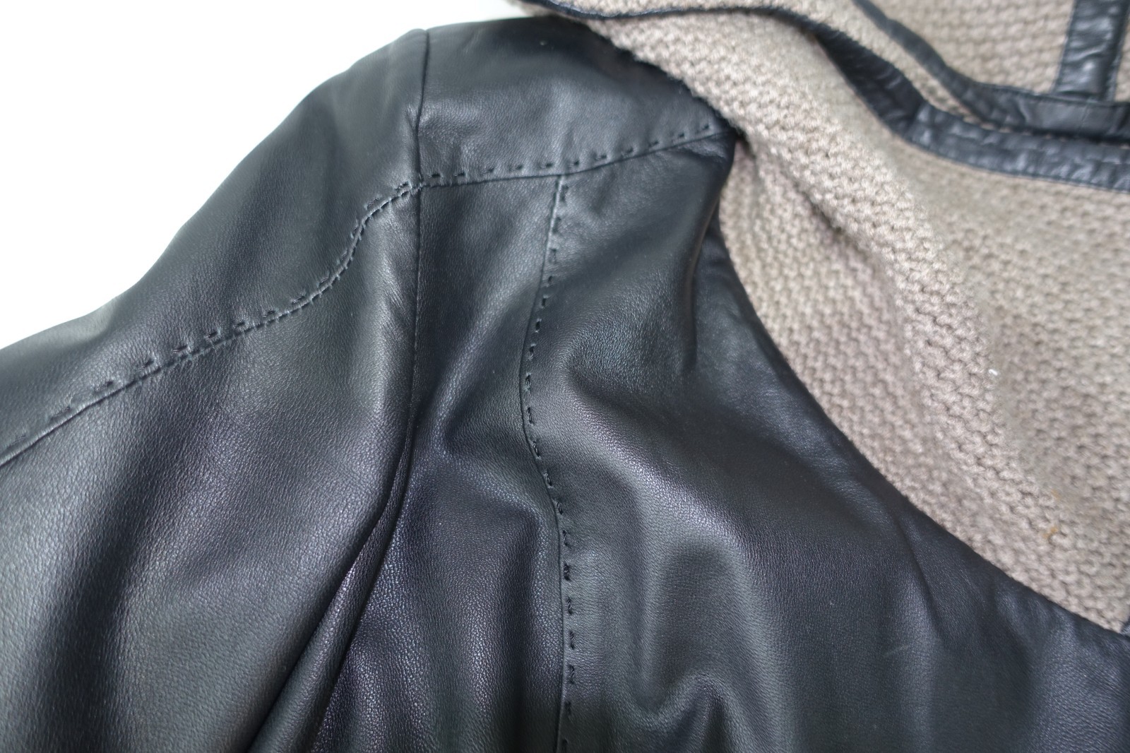 £1950 GIAN LUCA LEATHER LAMBSKIN WOVEN HOODED COAT ITALY 38 48 S ITALY