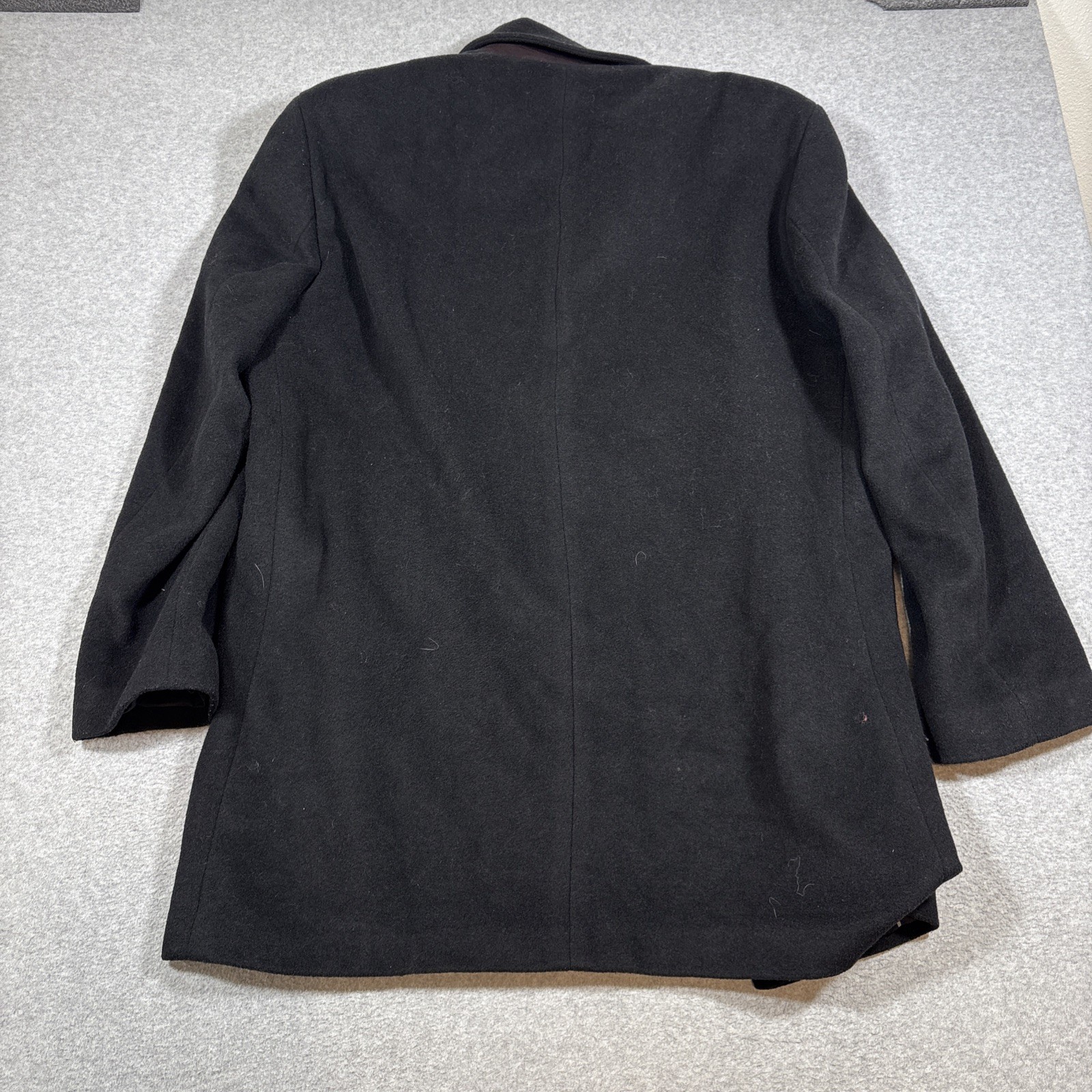 Lauren Ralph Lauren Men’s 44R Black Four Button Trench Coat Overcoat Wool Blend