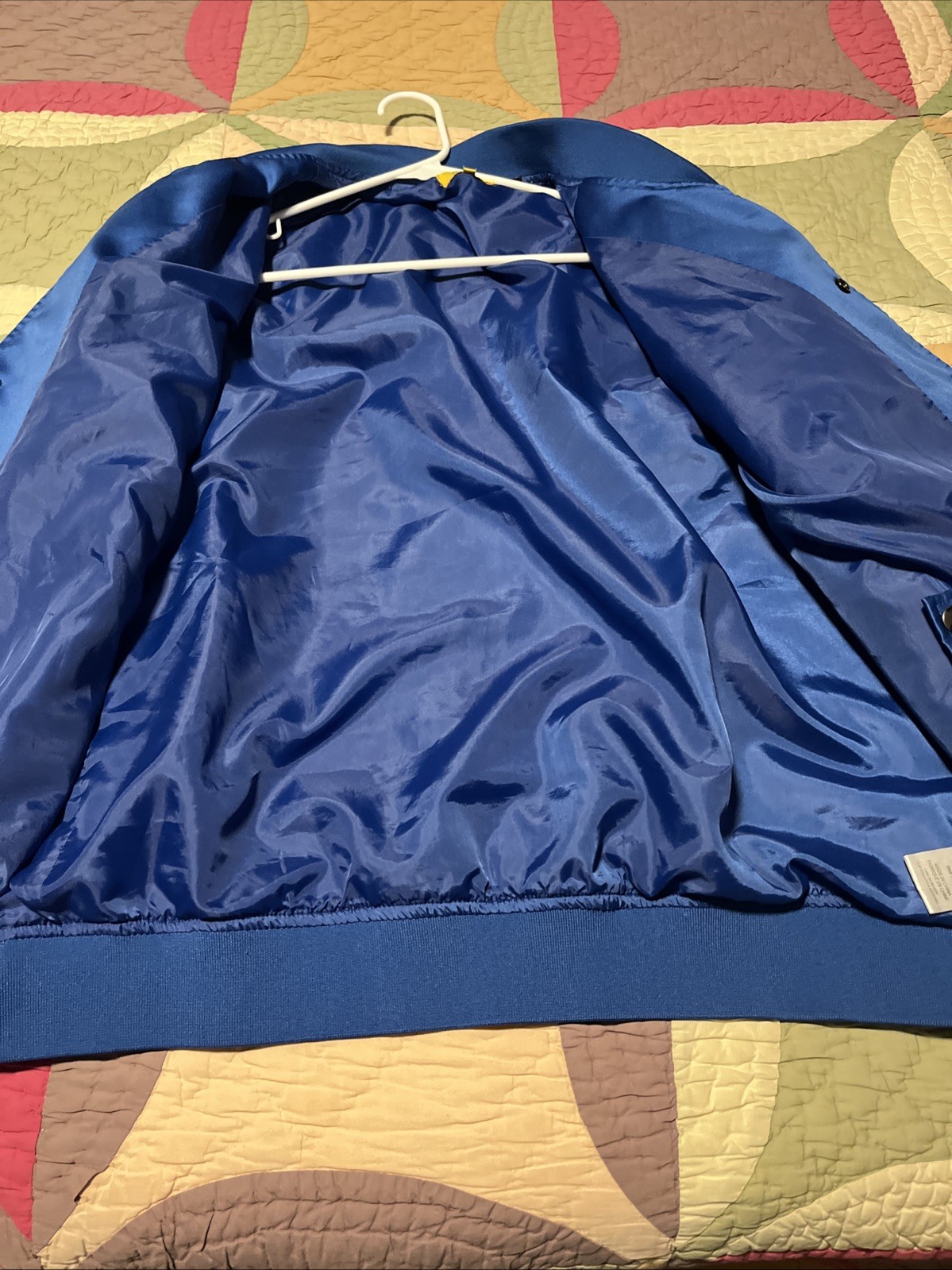 FIVE-FOUR Blue Button-Up POGGY-THE-MAN SATIN JACKET Athletic Hip-Hop Gym Men L