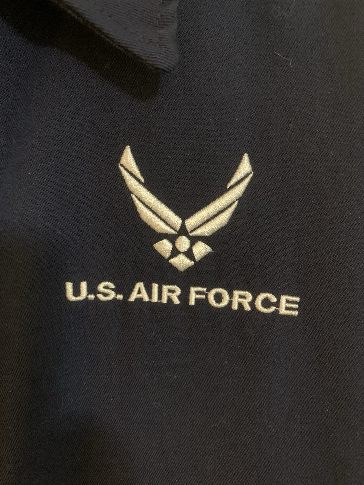 US Air Force Wool Blend Military Jacket Sz 40L Blue Zip Up Coat USAF Cool Patch