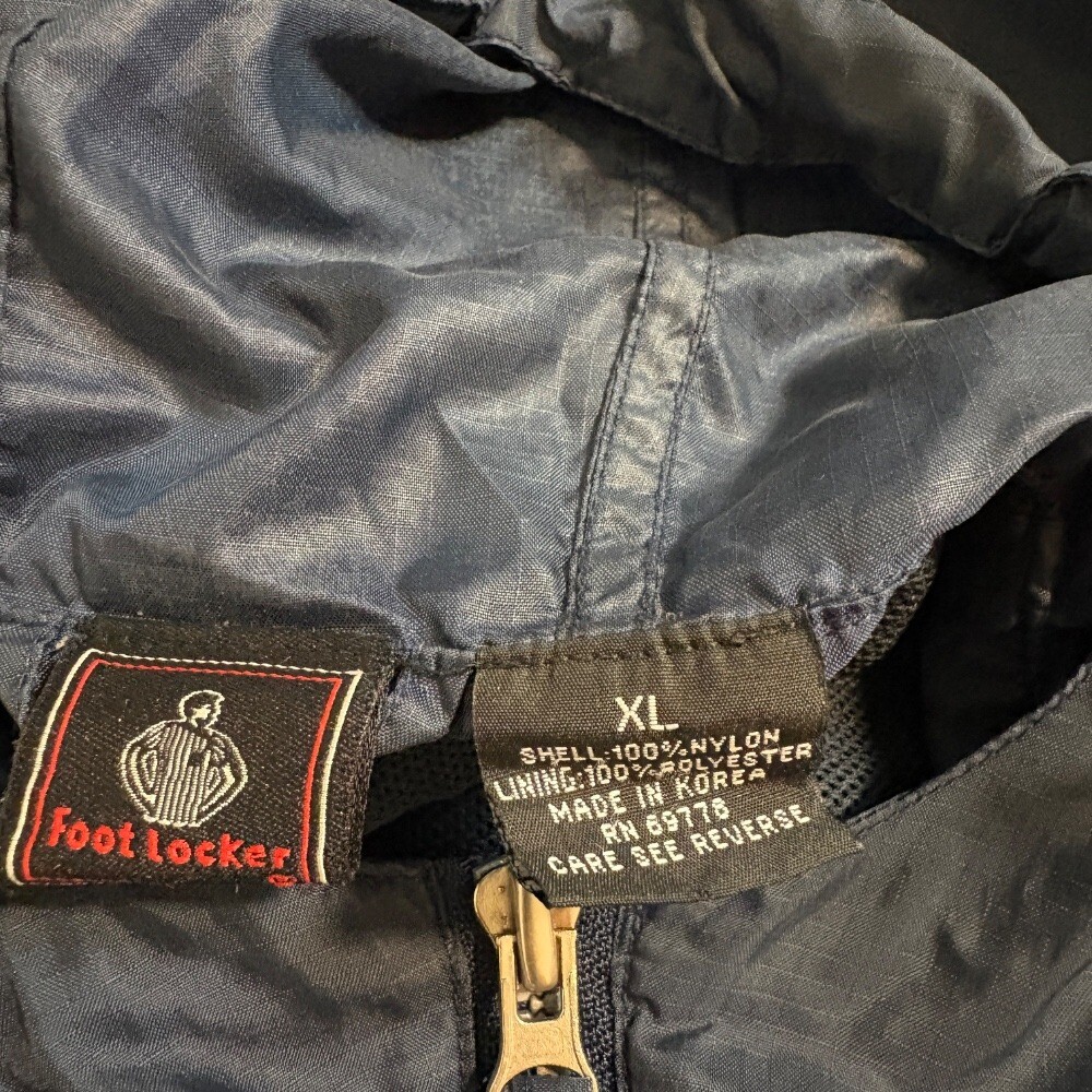 Vintage Foot Locker Pullover Windbreaker Jacket Anorak Y2K Urban Hooded Blue XL