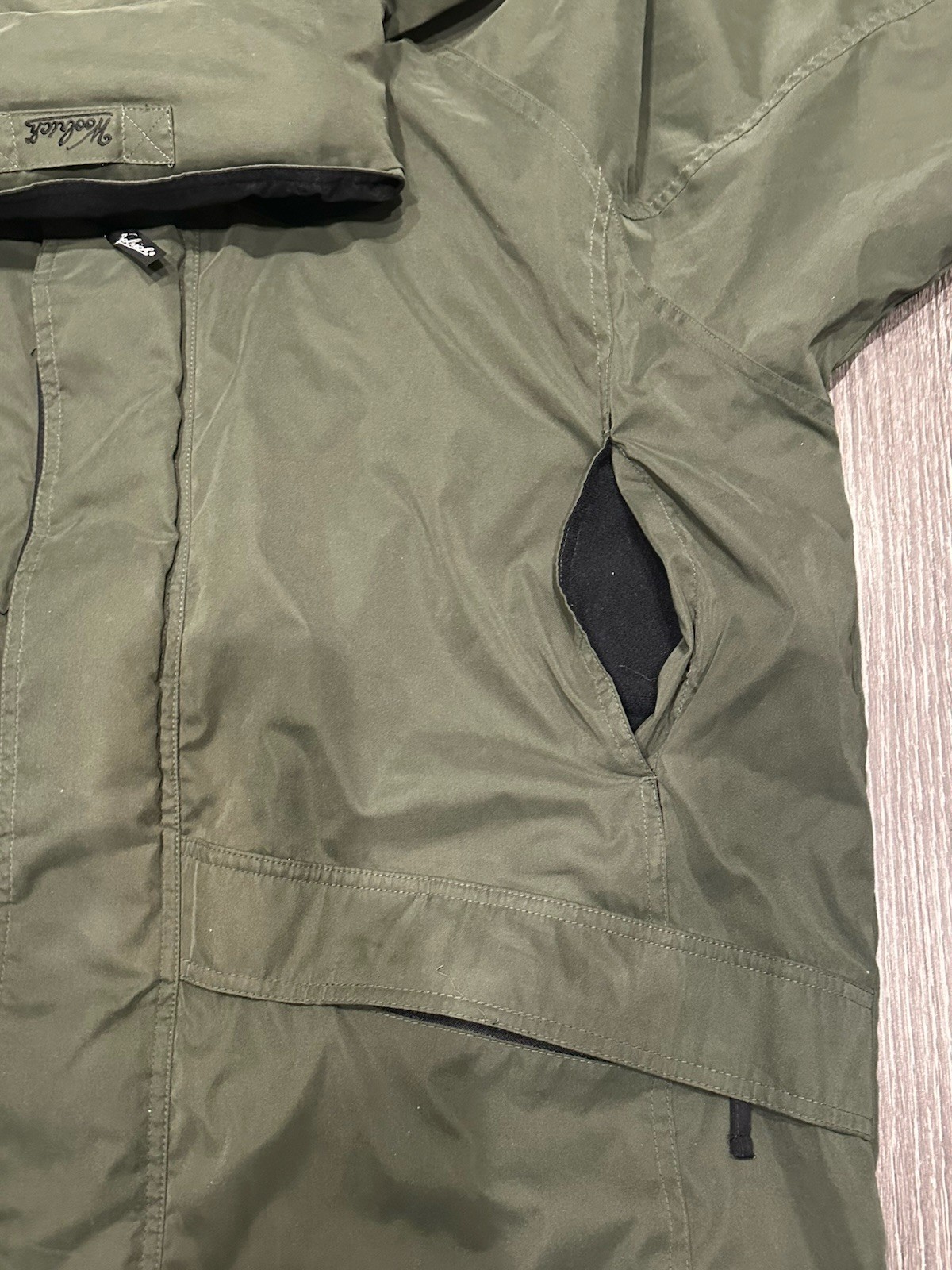 Woolrich Utility Field Rain Jacket Mens XL Green Mesh Lined Lightweight Vintage