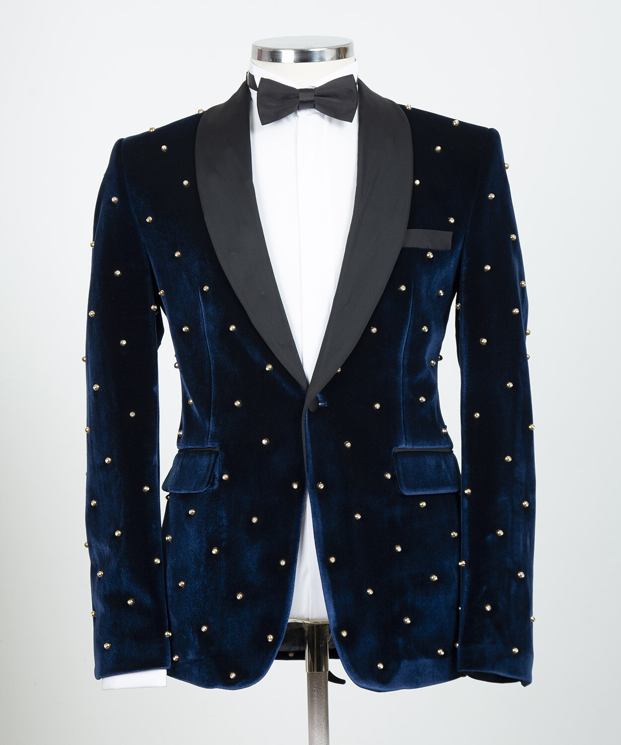 Velvet Beaded Men’s Suits Jacket Wedding Groomsmen Blazer Shawl Lapel Tuxedos