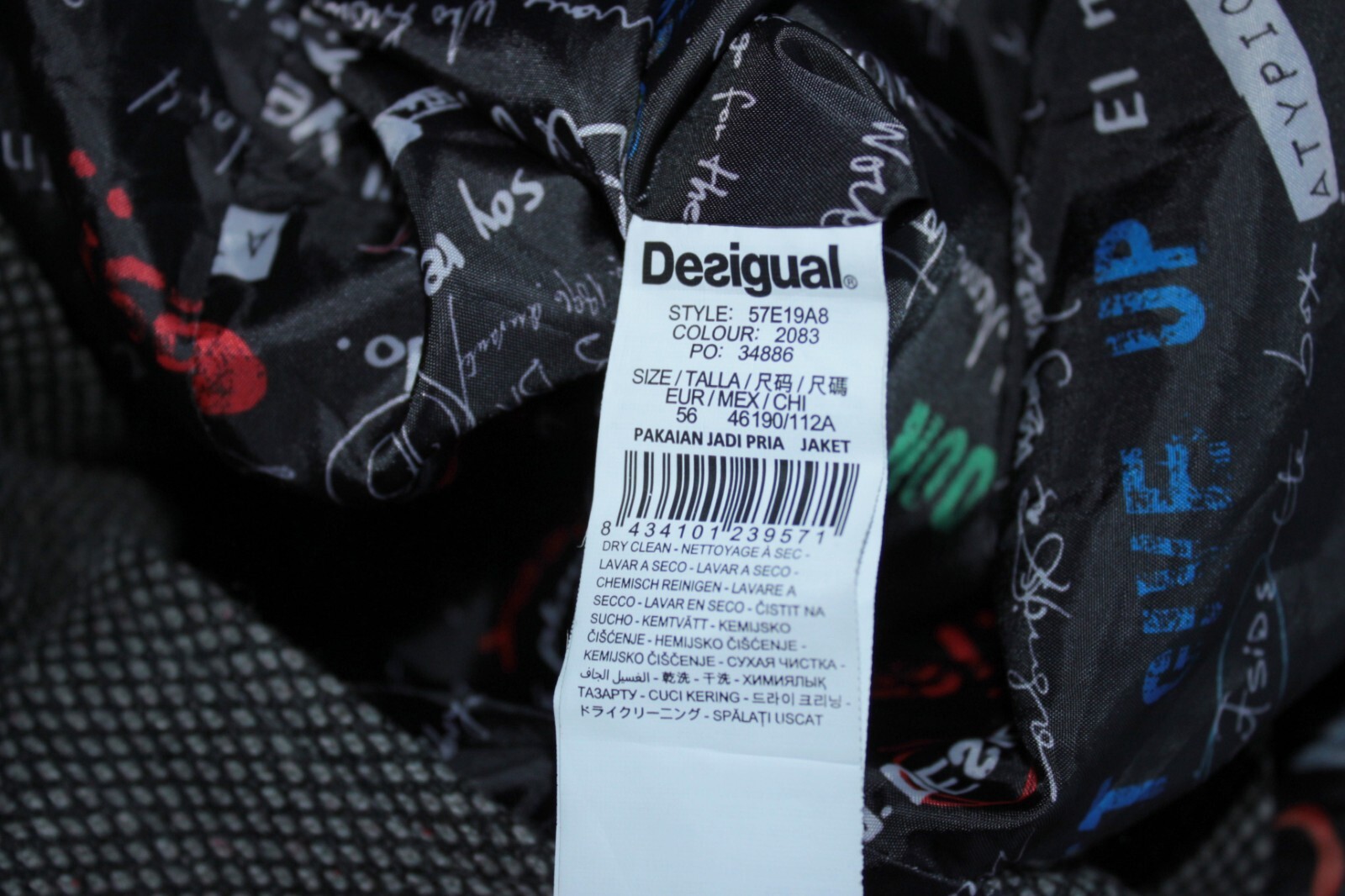 Desigual Yes!! 57E19A8 mens coat jacket Size 56