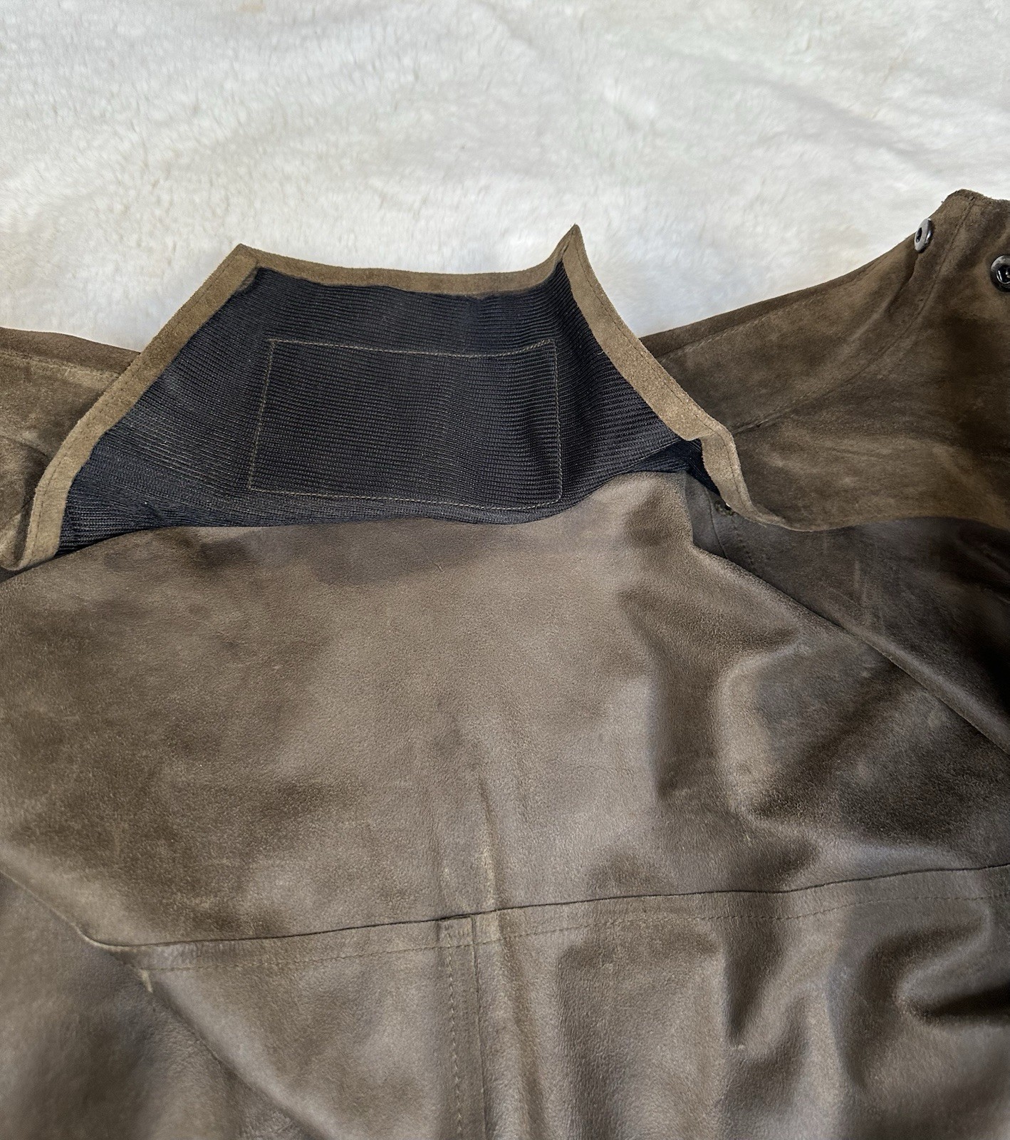 Andrew Marc mens suede leather jacket small olive brown
