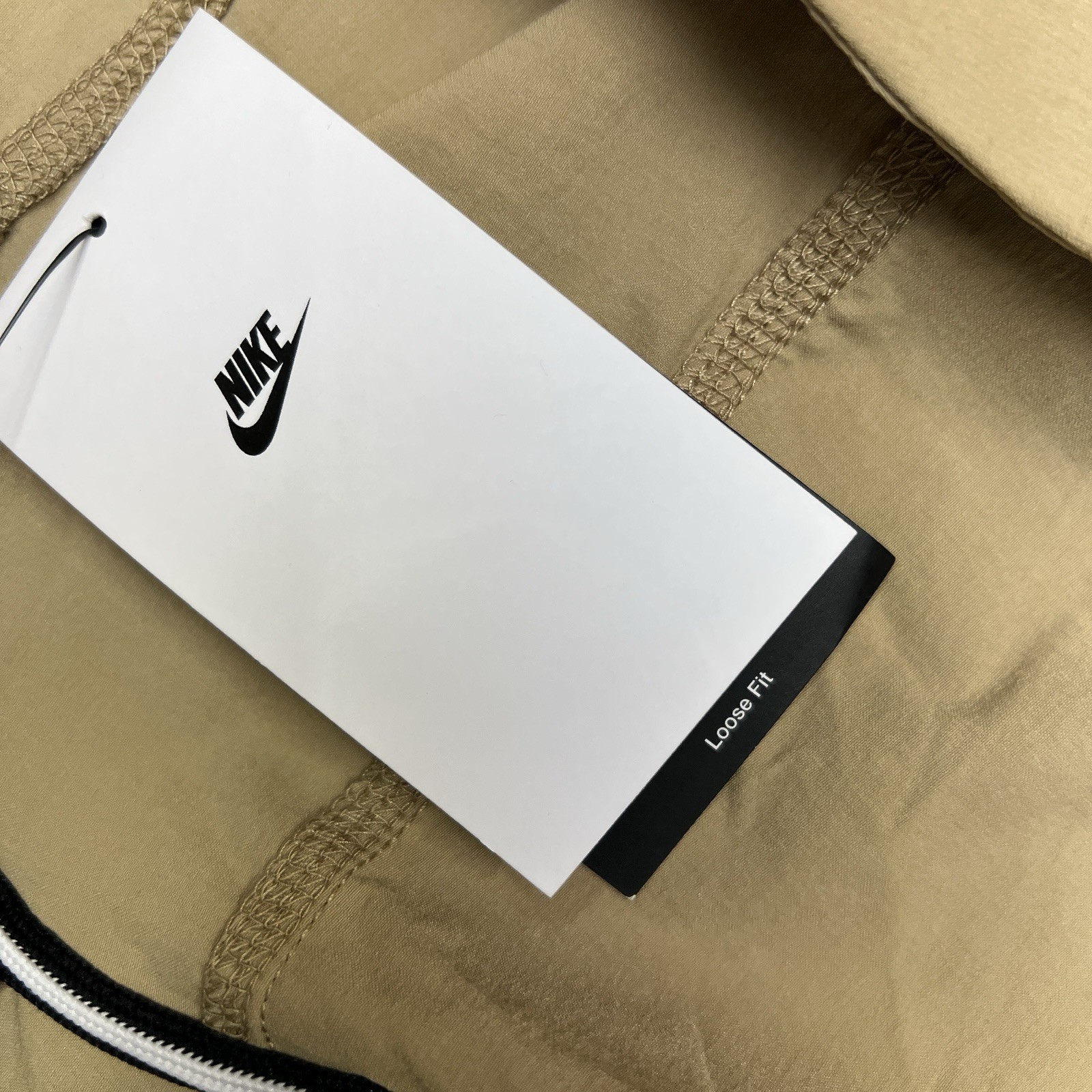 Nike Tech Woven Jacket Medium Mens Parachute Beige Black Full Zip Hoodie