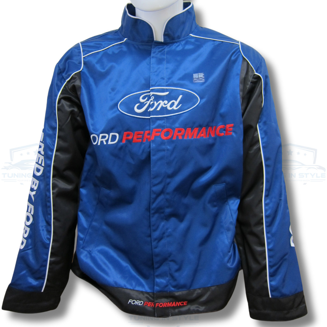 Ford Performance Blue Automotive Racing Windbreaker Jacket Official Licensed