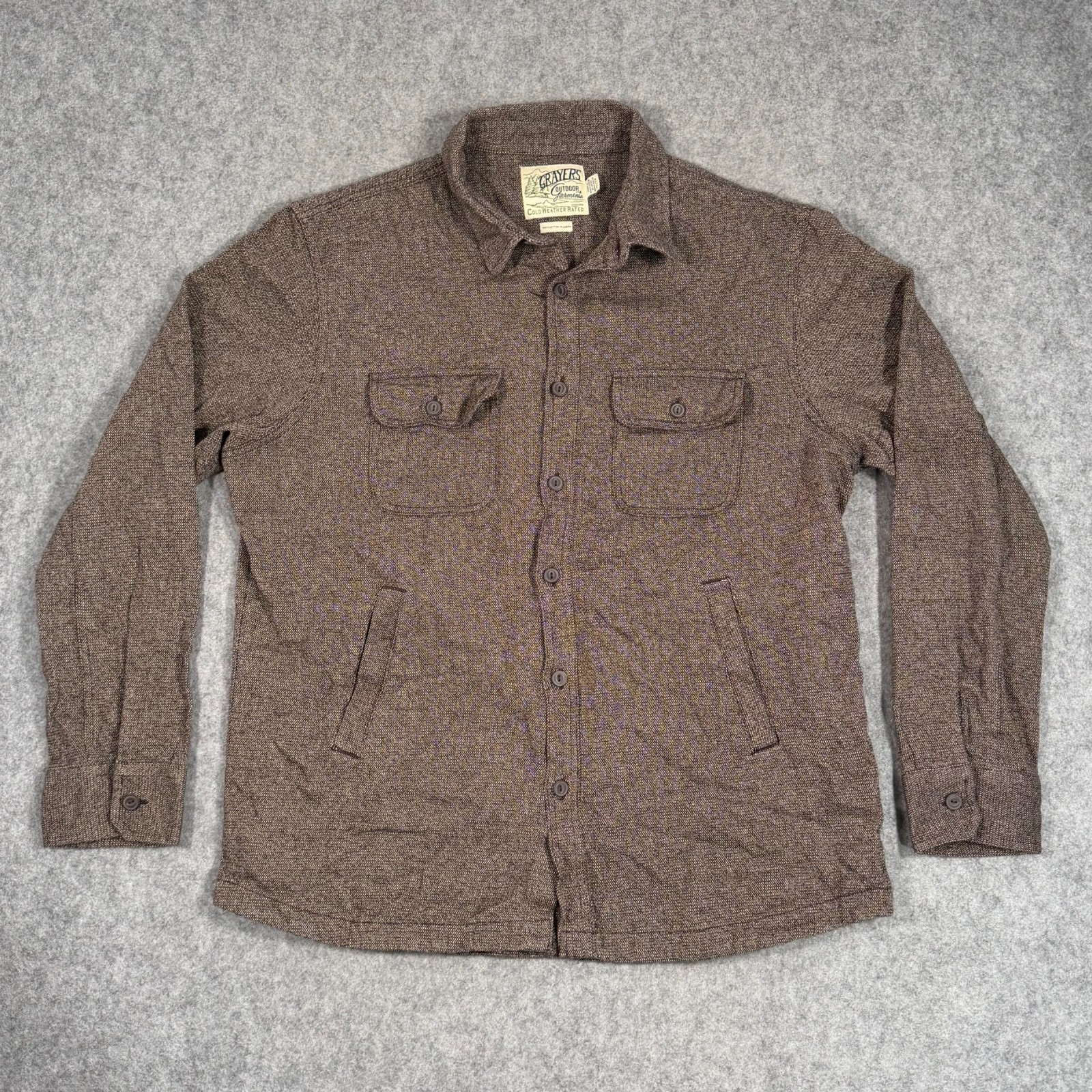 Grayers Brown Flannel Cotton Long Sleeve Button Down Shirt Jacket Men’s Size XL