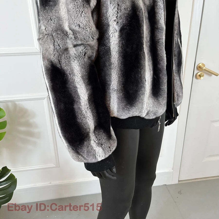 Winter Men’s Hood Bomber Jacket 100% Real Rex Rabbit Fur Coat Warm Outwear Top