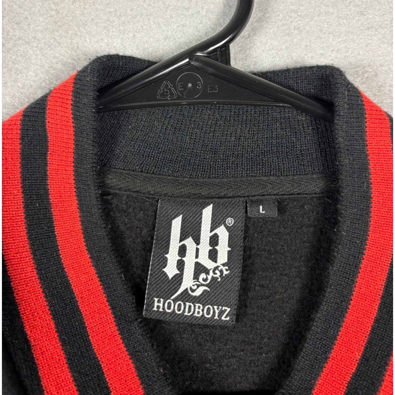 Hoodboyz Varsity Jacket Snap Button Lion Logo Large Black Red Y2k Streetwear