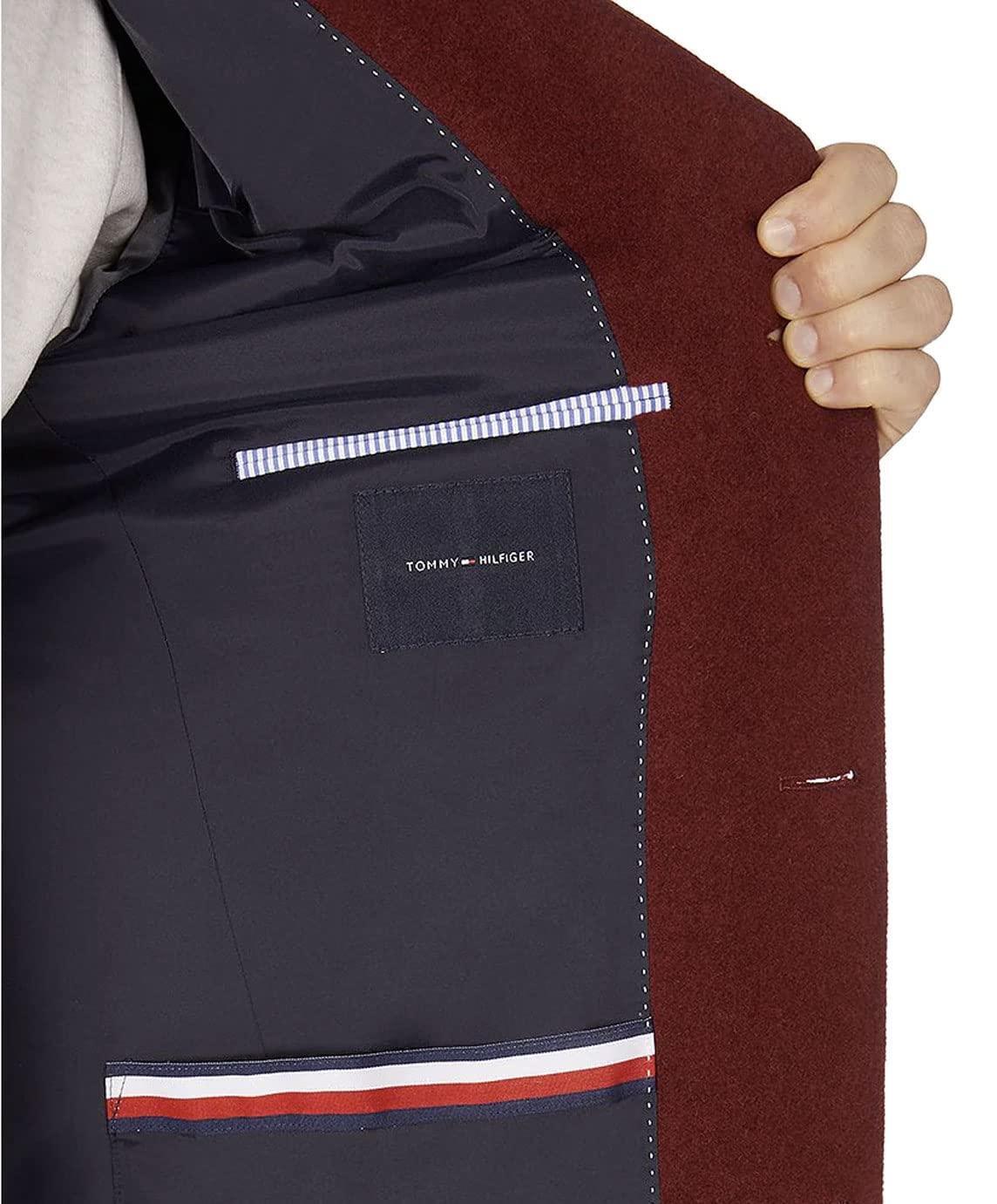 Tommy Hilfiger Mens Modern Fit Addison Overcoat 38R Red Wool Blend Stretch NWT