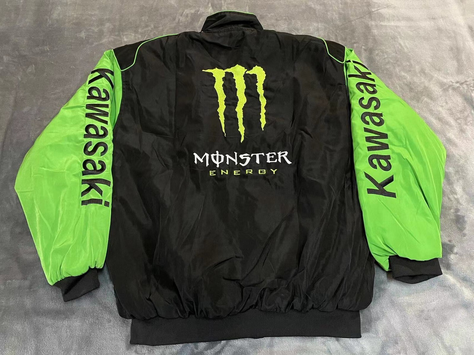 Unisex Adult Kawasaki Jacket Ebroidered Cotton Padded F 1 Racing Jacket