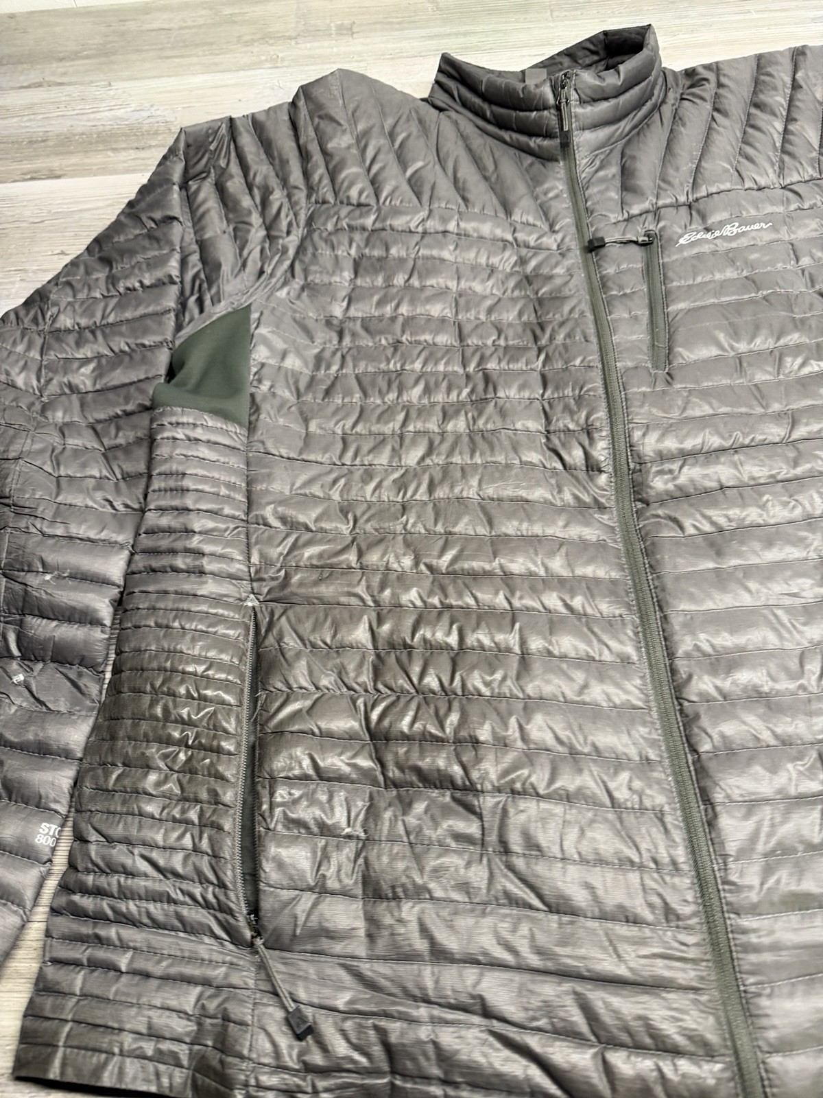 Eddie Bauer First Ascent StormDown 800 Puffer Jacket Mens XLT Gray Full Zip