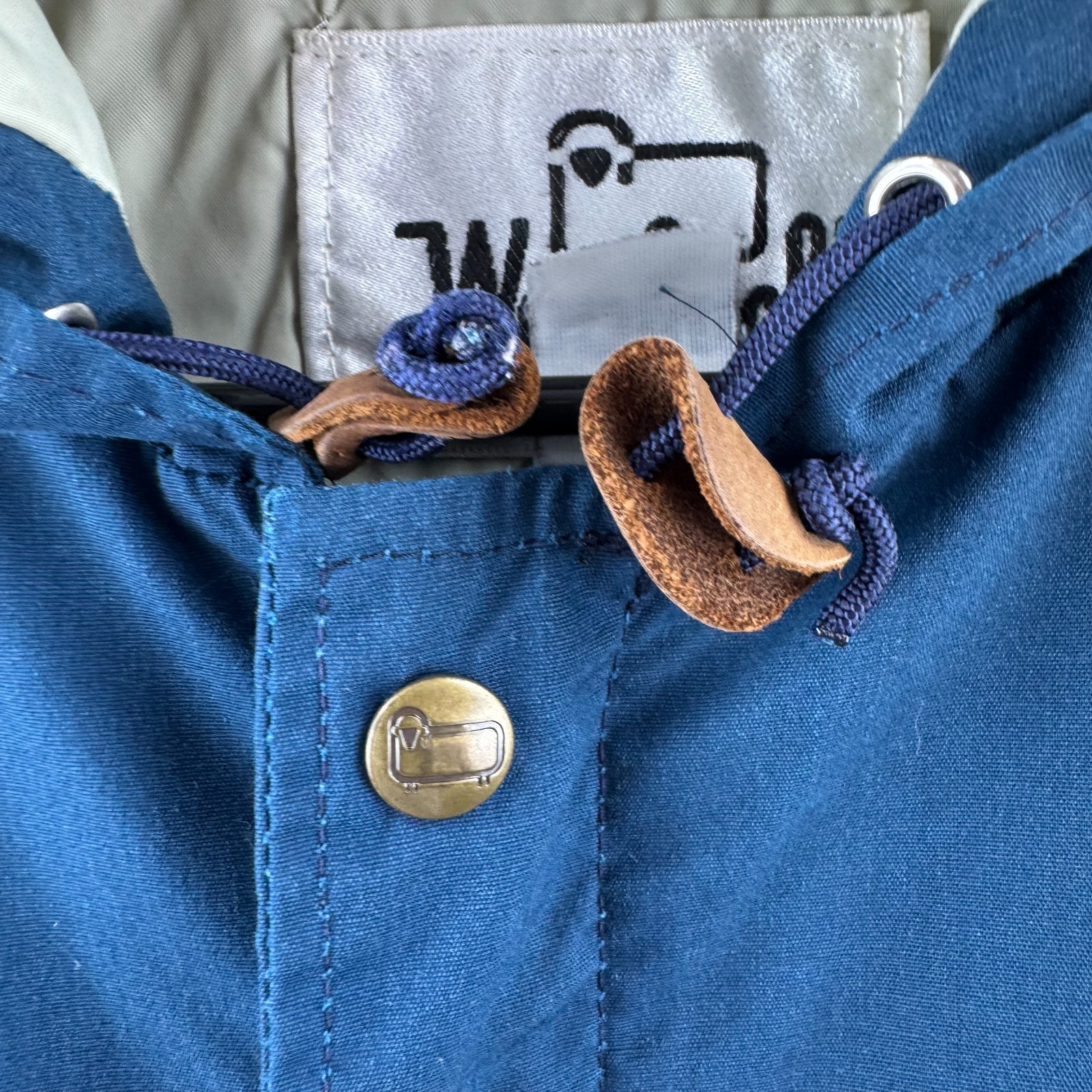 Vintage Woolrich Jacket Mens Large Blue Full Zip Hooded Windbreaker 80s 90s USA