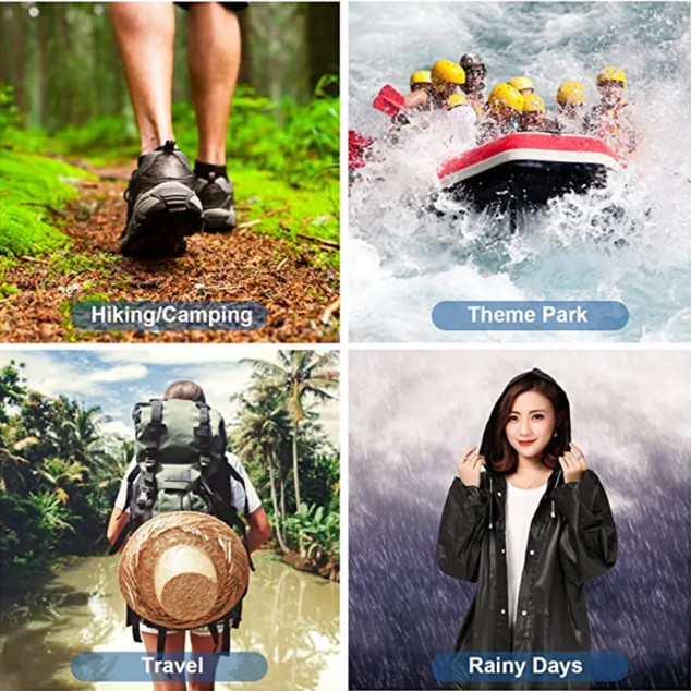 Unisex Adult Waterproof Raincoat Rain Coat Hooded Jacket Poncho Rainwear Camping