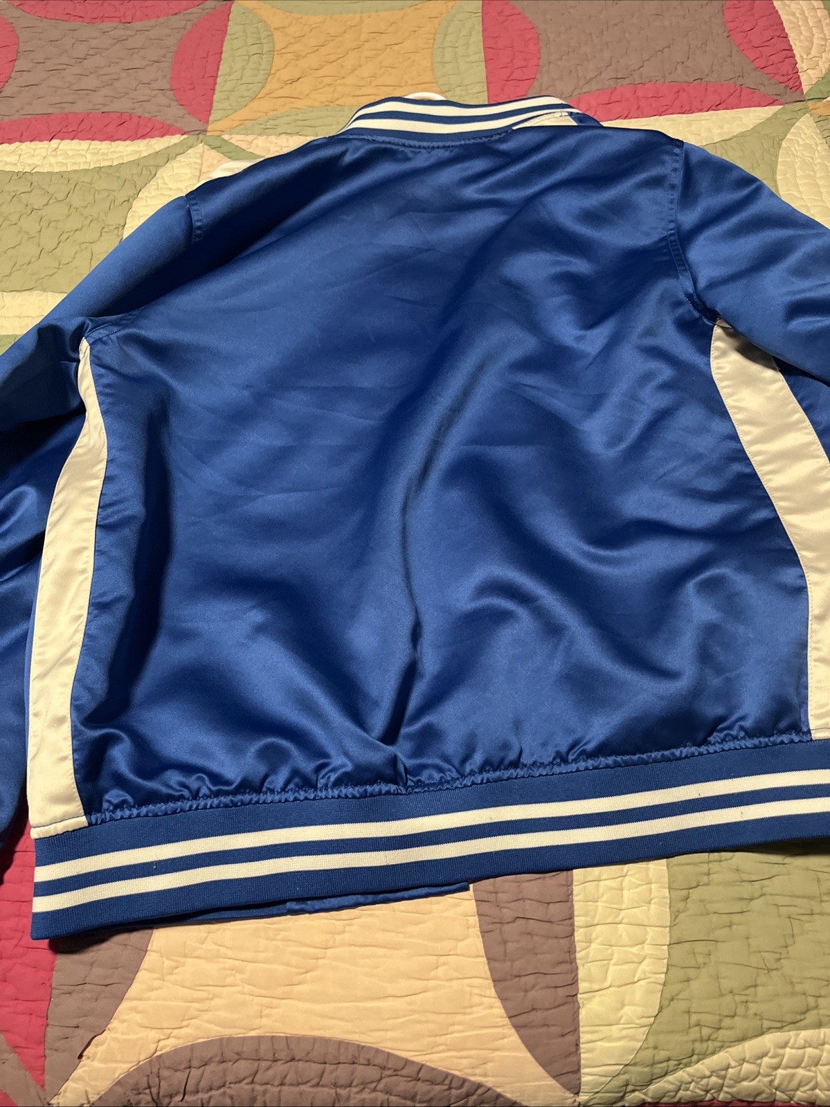 FIVE-FOUR Blue Button-Up POGGY-THE-MAN SATIN JACKET Athletic Hip-Hop Gym Men L