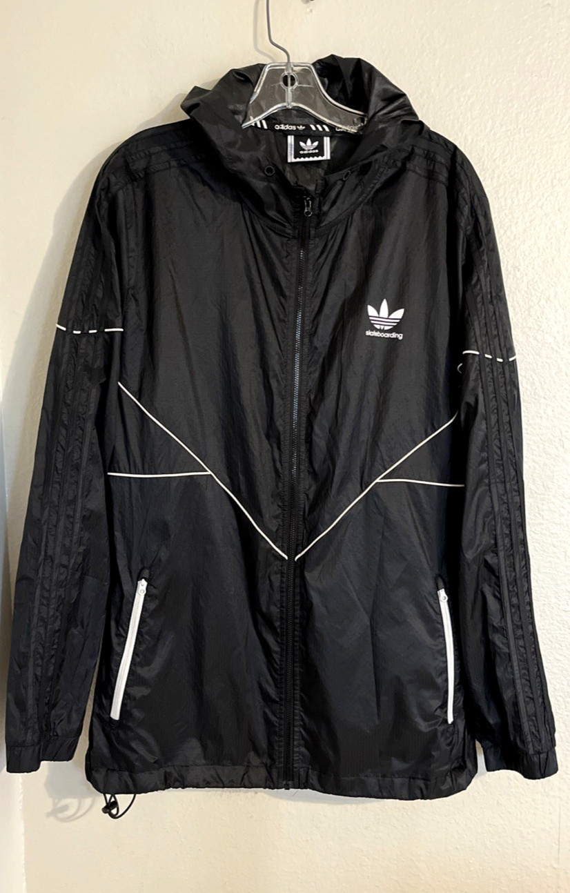 adidas Originals Skateboarding Windbreaker Men’s M Black Full Zip Hood