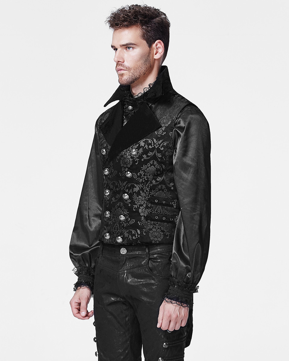 PUNKRAVE BLACK GOTH DARK PRINTING TAILCOAT VAMPIRE VINTAGE WAISTCOAT VEST Y-596