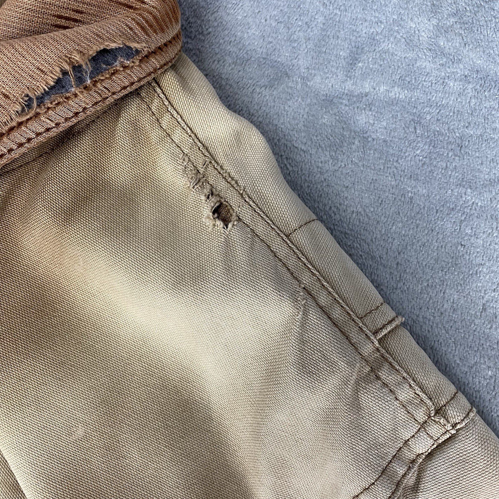 Vtg Lands End Jacket Mens Sz XL Tan Field Barn Chore Coat Corduroy Thrashed Fade