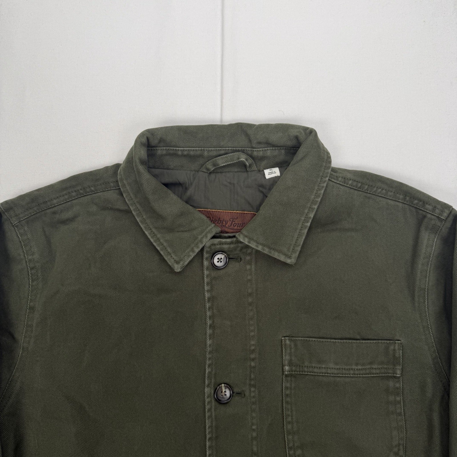 Eight Four Chore Utility Cotton Jacket Workwear Green Military Button Up XL