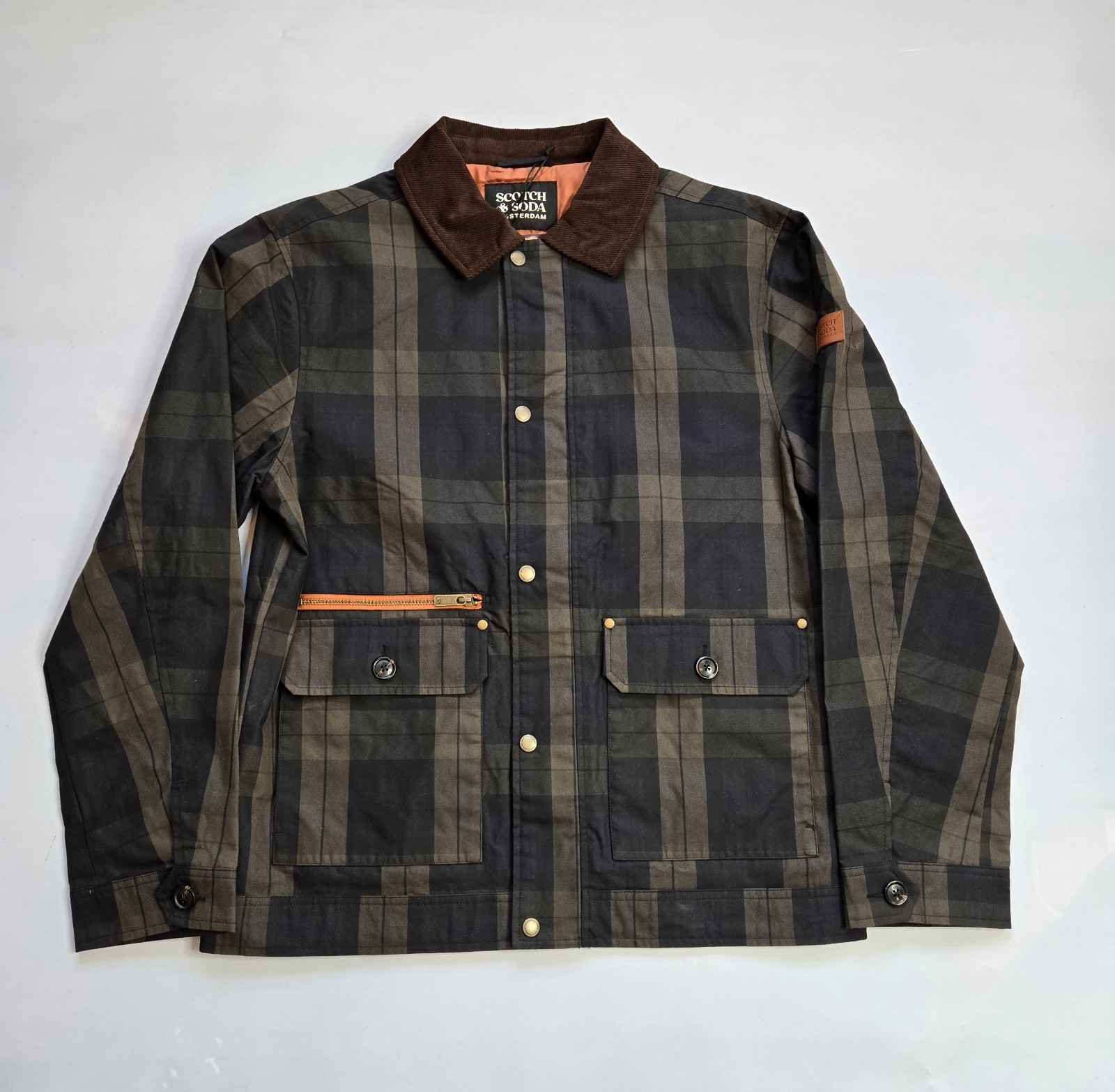 SCOTCH & SODA AMSTERDAM BLACKWATCH CHECK MEN’S COTTON BLEND JACKET SIZE M