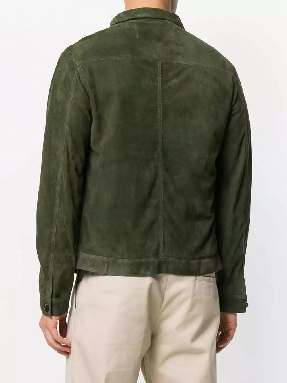 Mens Green Suede Shirt Leather Trucker Jacket Size XS S M L XL XXL 3XL 4XL 5XL