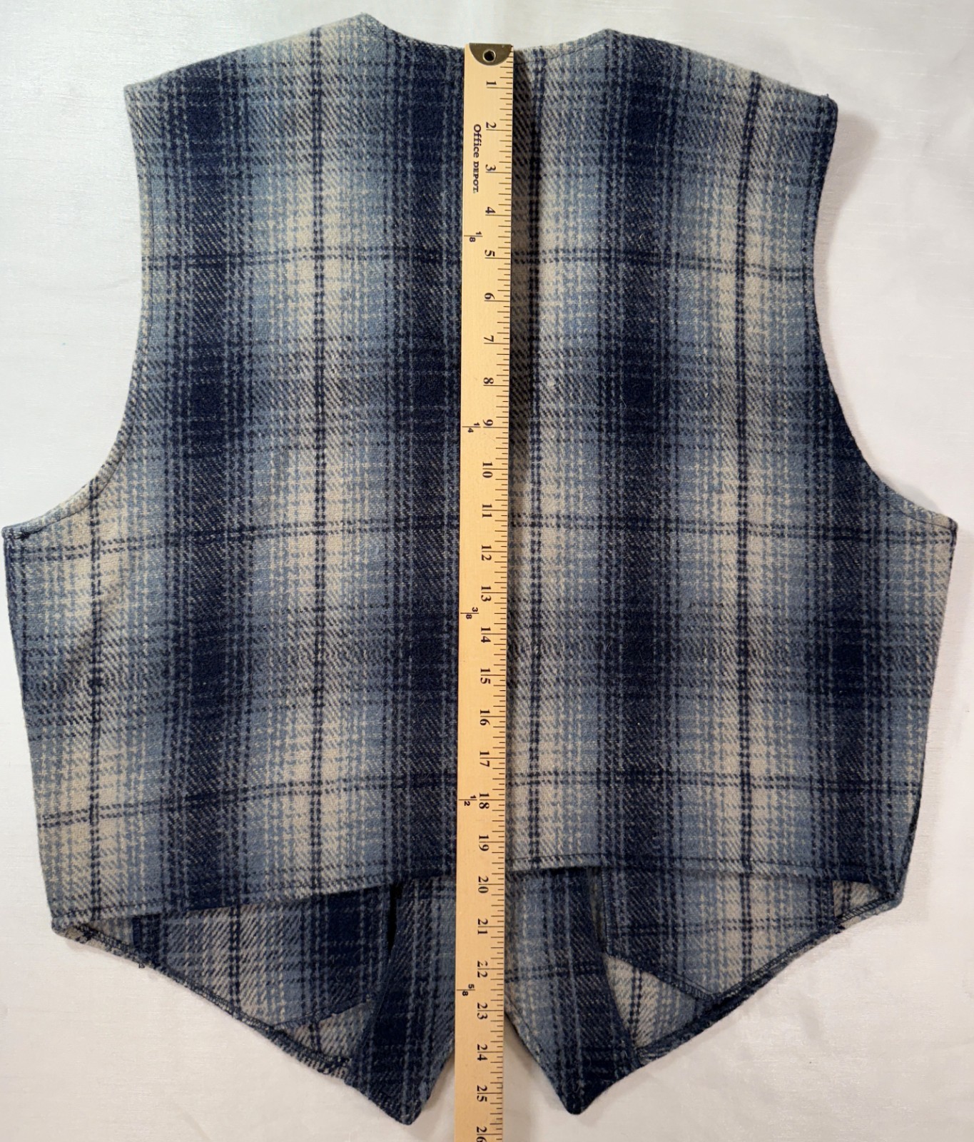 STEFANO MAN WOOL 70% Blue Plaid Four-Button Vest L
