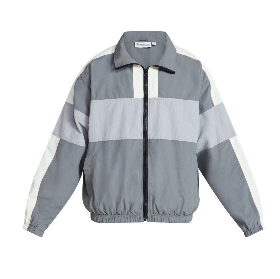 No Boundaries Men’s Long Sleeve Windbreaker Nylon Jacket M-2XL Zinc, Grey Shadow