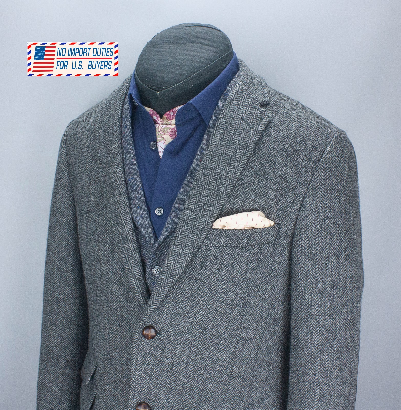M&S Sartorial Blazer Mens 40 in Moon Tweed Charcoal Herringbone Sport Coat 102cm
