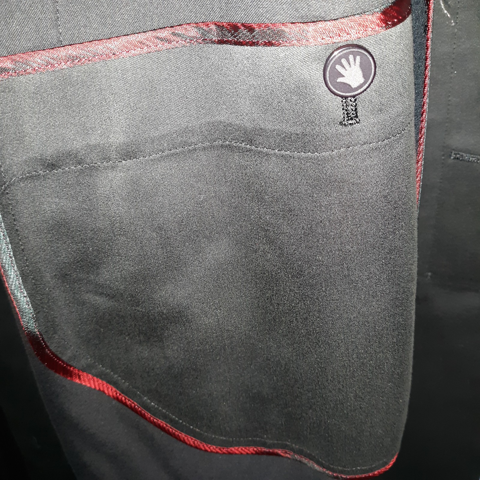 VTG Sanyo Overcoat Trench Luxury Silk Lined Men Sz 46R Blk Hidden Placket Belt