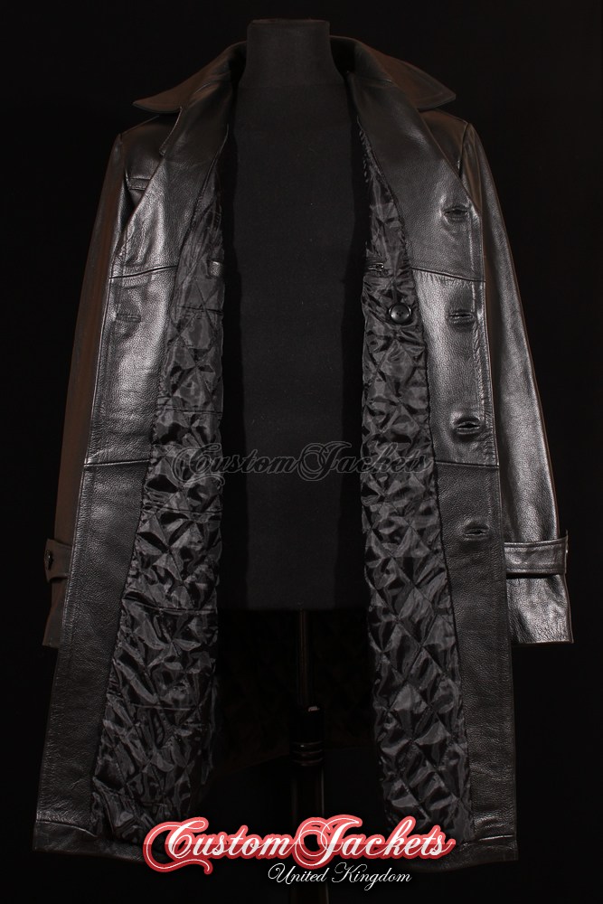 Men’s LONG U-BOAT Black German KRIEGSMARINE Cowhide Leather Jacket Coat