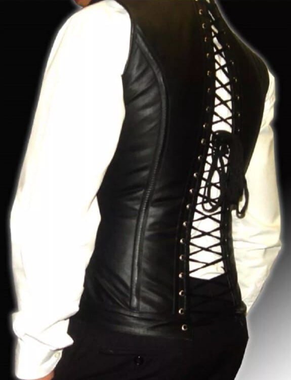 Mens Real Leather Steel Boned STEAMPUNK Waistcoat Corset Victorian GOTHIC USA
