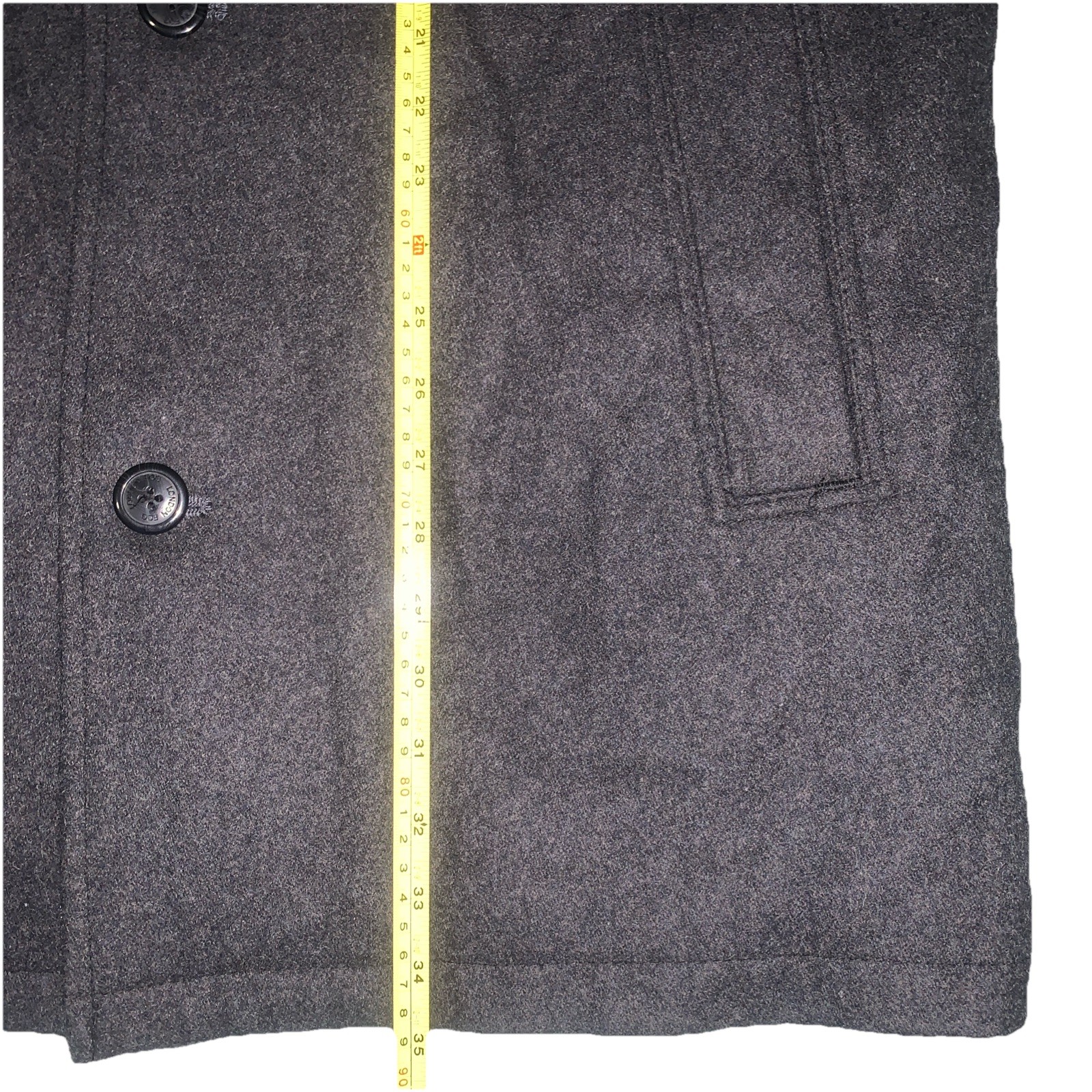 London Fog Mens XL Classic Fit Wool Blend Single Breasted Coat Puff Lined Grey