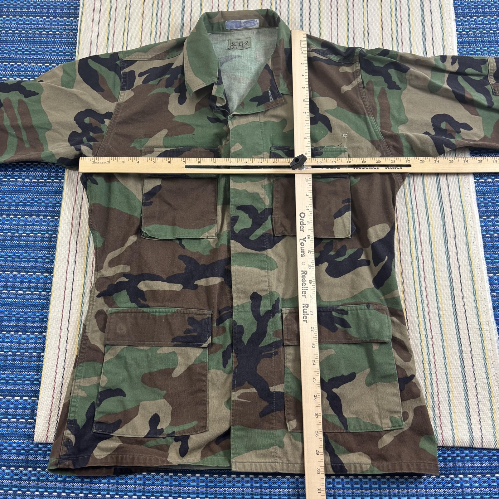 Vintage US Military BDU Coat Mens Medium Long Woodland Camo Combat Army 90s Y2K