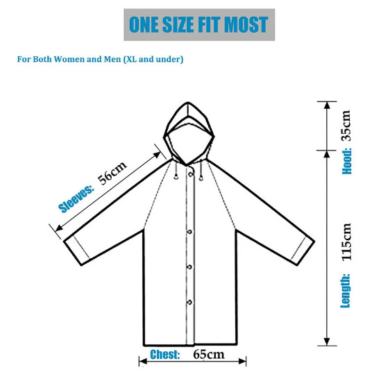 Unisex Adult Waterproof Raincoat Rain Coat Hooded Jacket Poncho Rainwear Camping