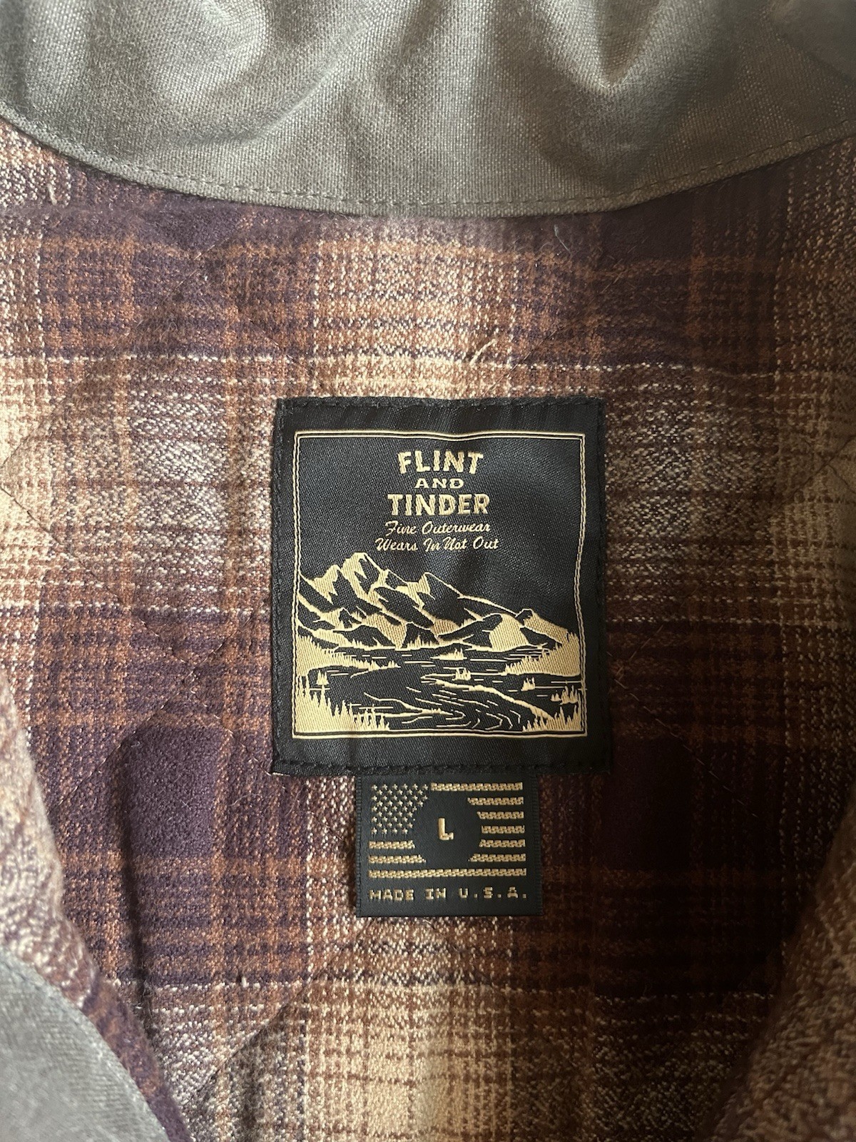 NWOT Flint And Tinder Flannel-Lined Quilted Waxed Rancher Jacket Dark Oak Size L