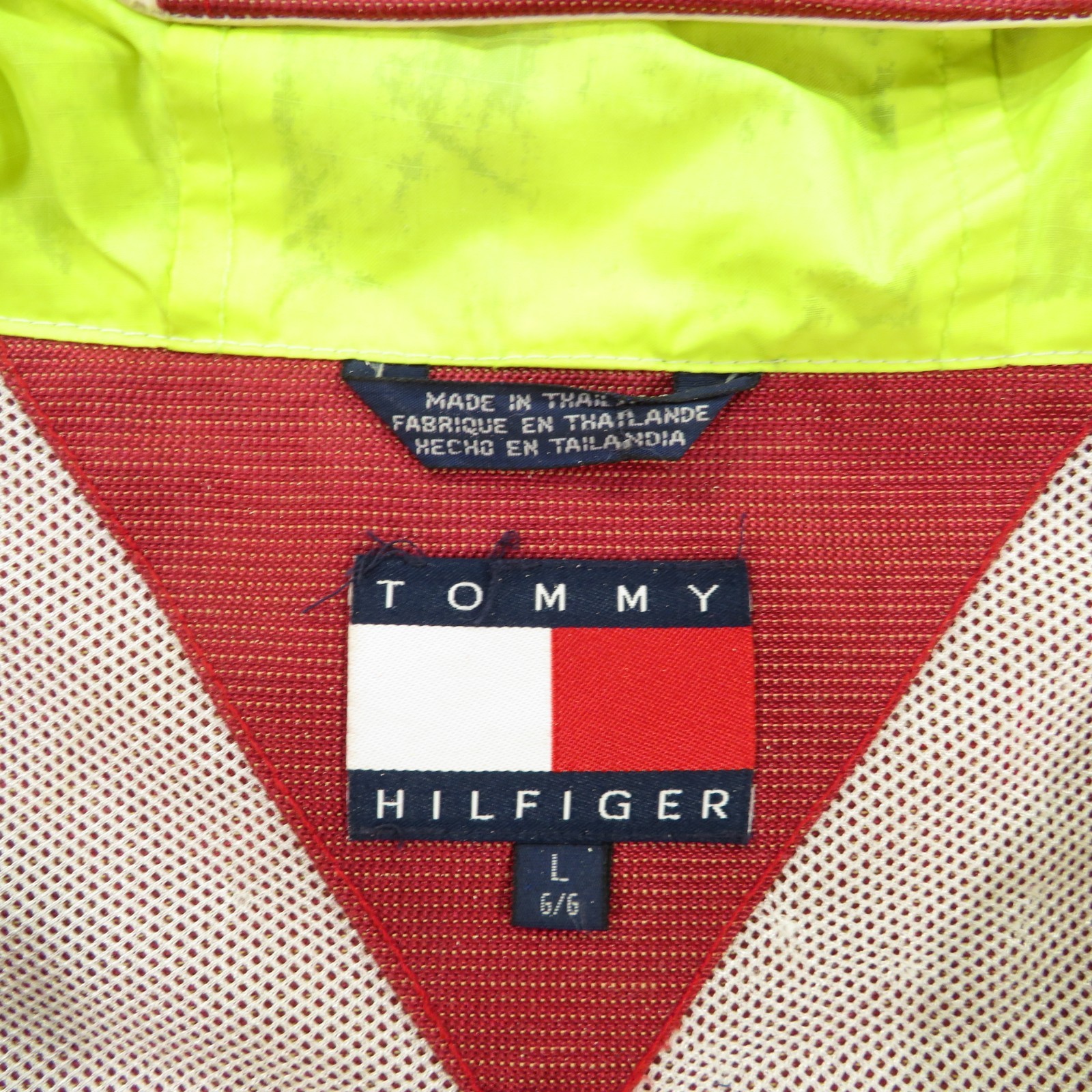 VTG Tommy Hilfiger Jacket Men Large Anorak Sailing Patch 90s Hooded RL67 Cordura
